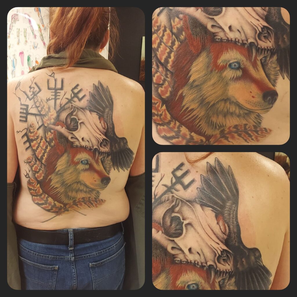 Realism-Geometric Wolf tattoo collaboration piece by @aakashchandani_ x  @inkspiredyash @skinmachinetattoo A wolf tattoo on your body ... | Instagram